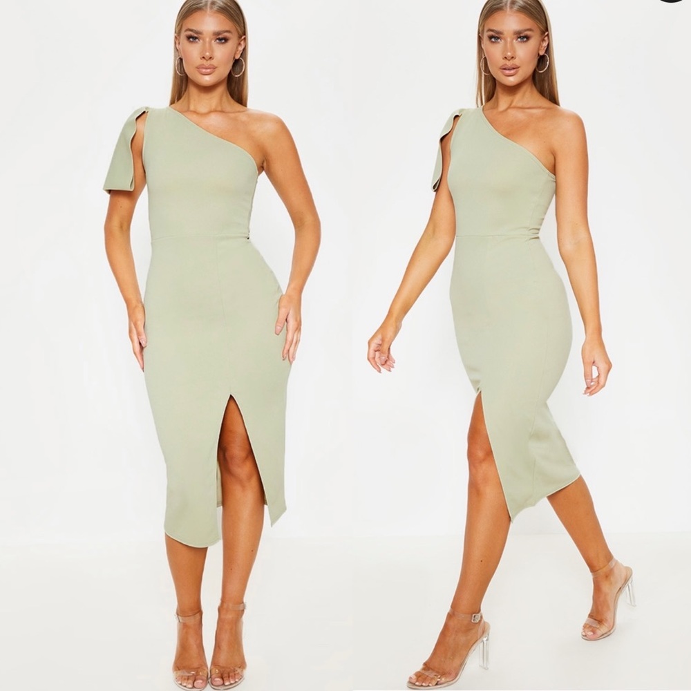 Sage One Shoulder  MIDI Dress